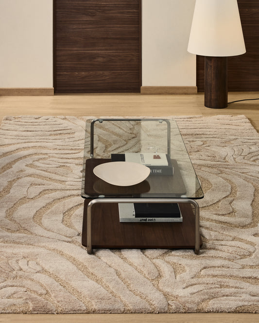 Tapis Tribet en mélange de laine jacquard motif zèbre 160 x 230 cm