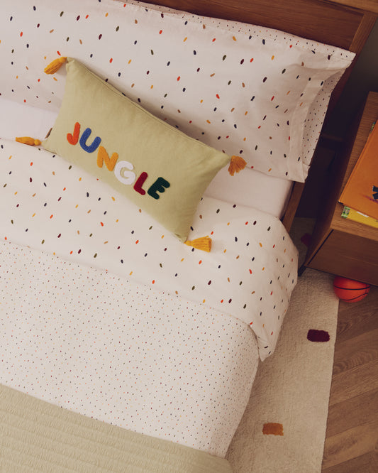 Ensemble Epifania housse de couette et taie d’oreiller en percale de coton avec motif multicolore pour lit de 70 cm