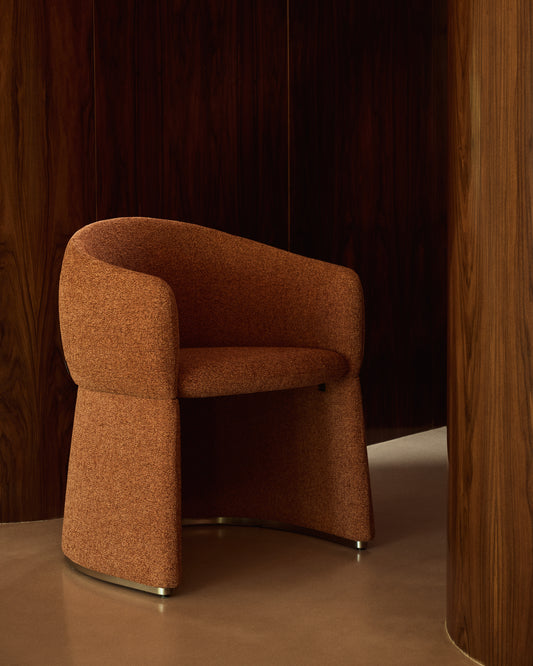 Chaise Bosca en chenille terracotta