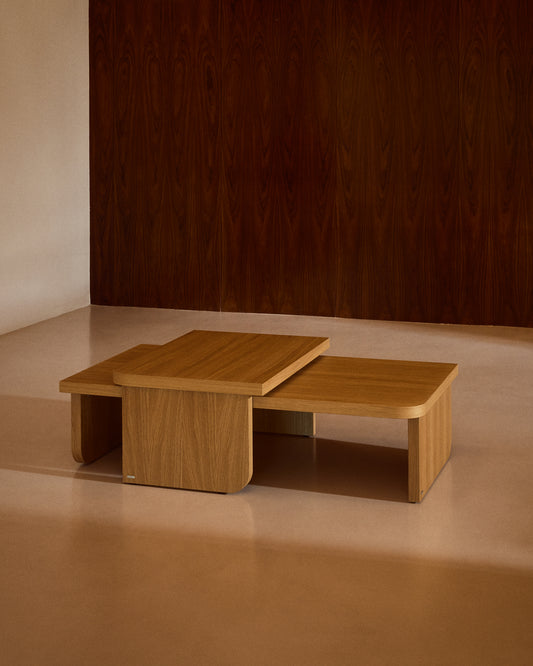 Lot Oaq de 2 tables basses en placage de chêne finition naturelle FSC Mix Credit