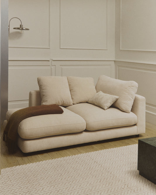 Méridienne gauche Gala en chenille beige 193 x 105 cm – FSC Mix Credit