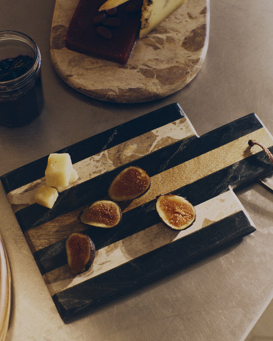 Planche de service Surne en marbre noir, marron et beige 30 x 23 cm