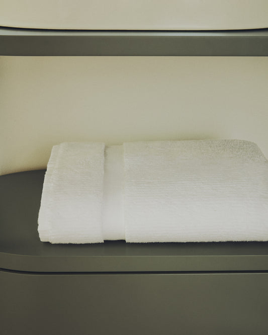 Serviette de bain Olvira 100 % coton jacquard blanc 70 x 140 cm