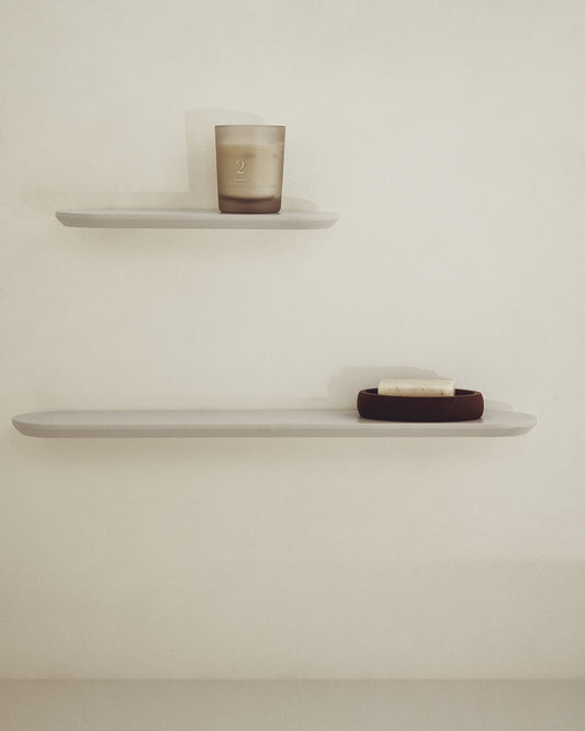 Ensemble Arely de 2 étagères en MDF avec finition laquée beige 35 cm/55 cm