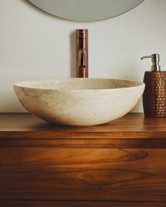Vasque à poser Darnen en marbre beige Ø 40 cm