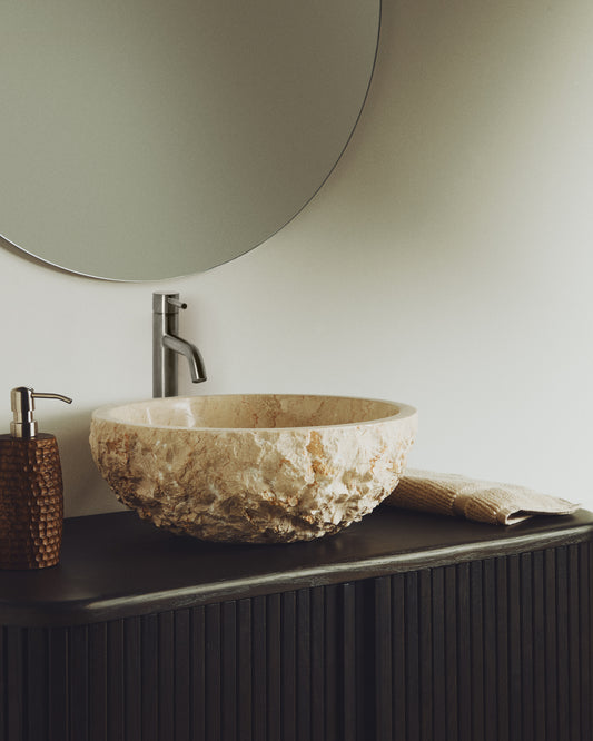 Vasque à poser Orvane en marbre beige Ø 40 cm