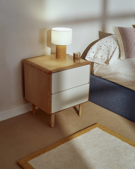 Table de chevet Anielle en bois et placage de frêne 50 x 58,4 cm