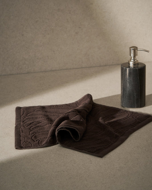 Essuie-mains Lurevi 100 % coton jacquard avec finition velours marron 30 x 50 cm