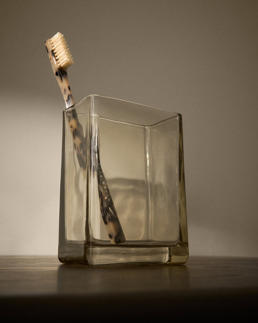 Porte-brosse à dents Meris en verre translucide marron clair