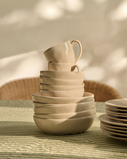 Assiette creuse Sermin en céramique beige