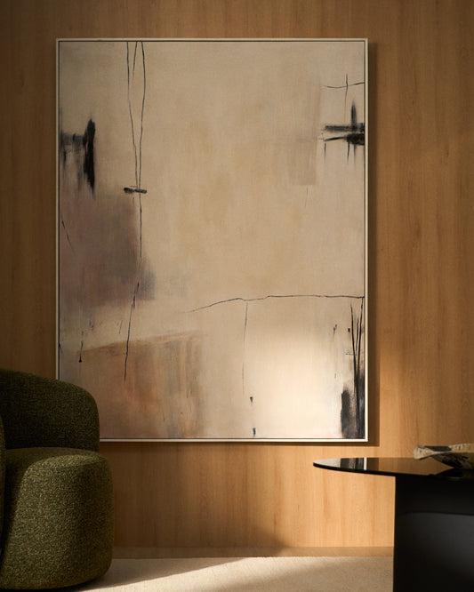 Tableau abstrait Meril beige 120 x 150 cm