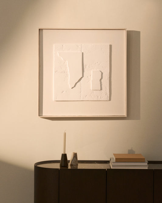 Tableau abstrait Gadir blanc 80 x 80 cm