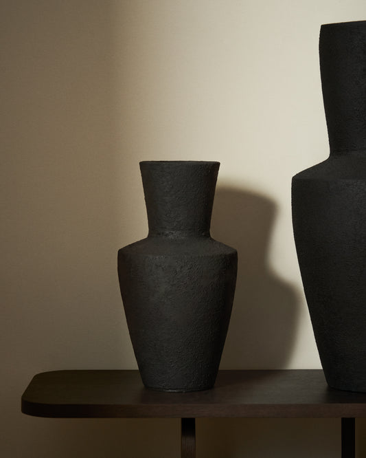 Vase Nerun en terre cuite noire 46 cm