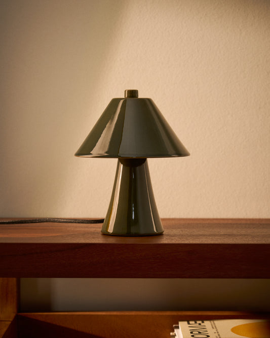 Lampe de table Ceren en céramique verte 21 cm