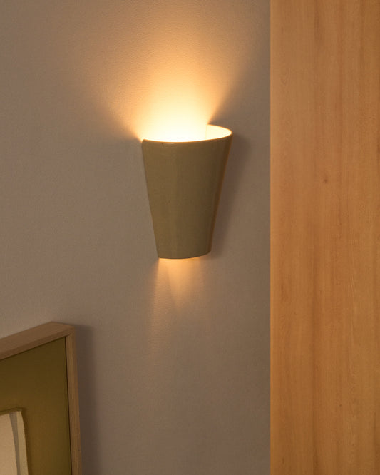 Applique murale Ceren en céramique beige 21 cm