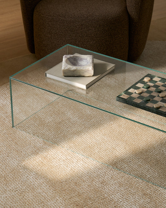 Table basse Orlia en verre trempé transparent 110 x 50 cm