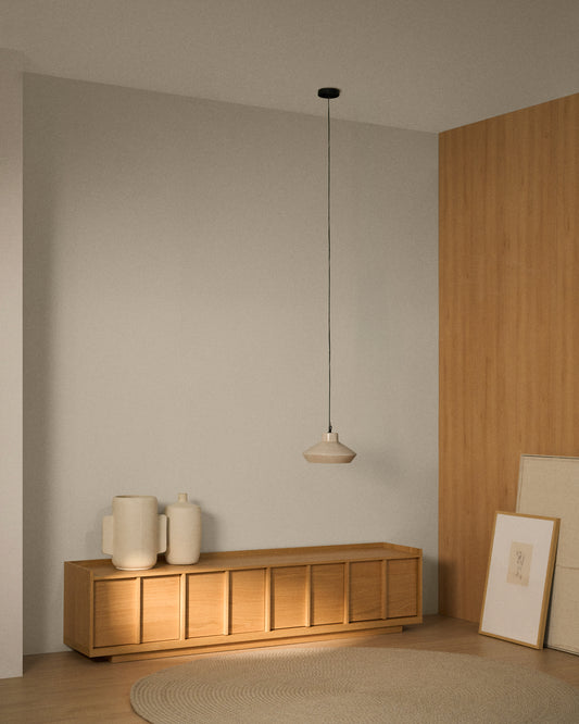 Meuble TV Onix en placage de chêne finition ton naturel 200 x 45 cm FSC Mix Credit