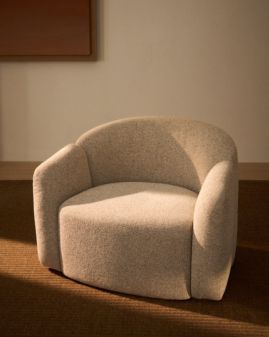 Fauteuil Corvena en chenille beige FSC Mix Credit 98 cm
