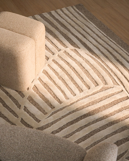 Tapis Colire en laine et viscose beige 200 x 300 cm