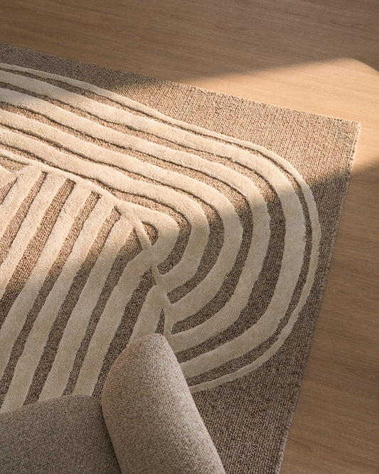 Tapis Colire en laine et viscose beige 160 x 230 cm
