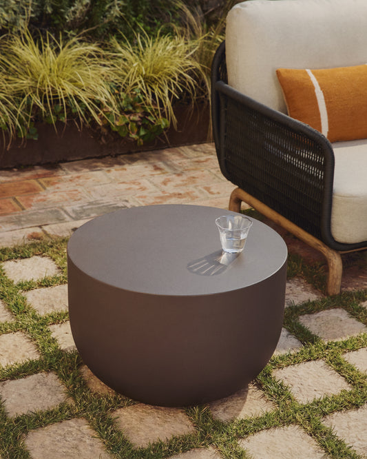 Table basse ronde Garbet en ciment marron Ø 60 cm