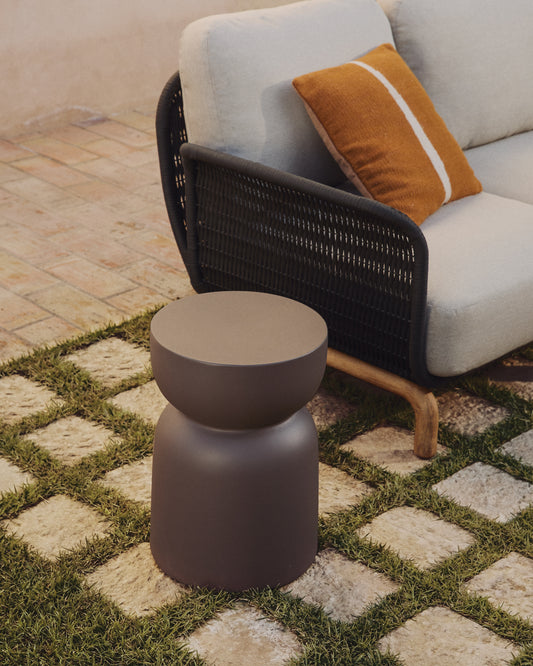 Table auxiliaire Garbet en ciment marron Ø 32 cm