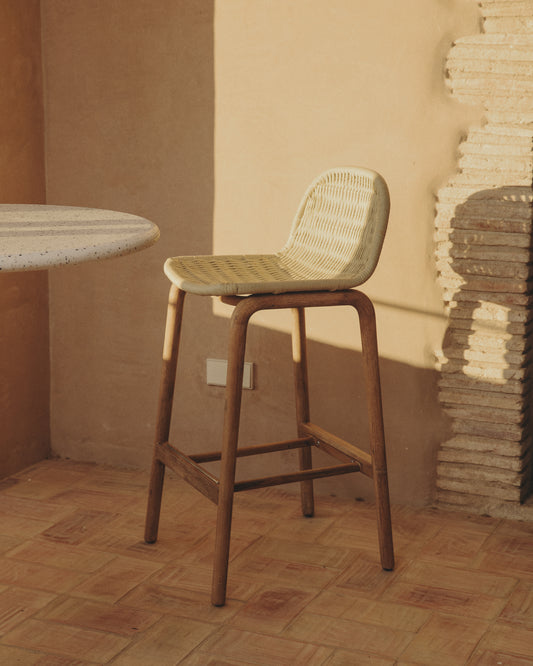 Tabouret Alipa en bois d’acacia et corde écrue 75 cm FSC 100 %