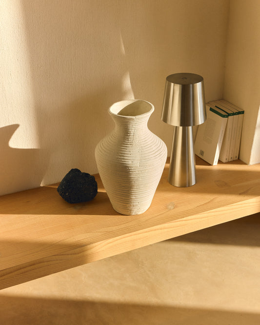 Vase Pria en papier mâché beige 36 cm