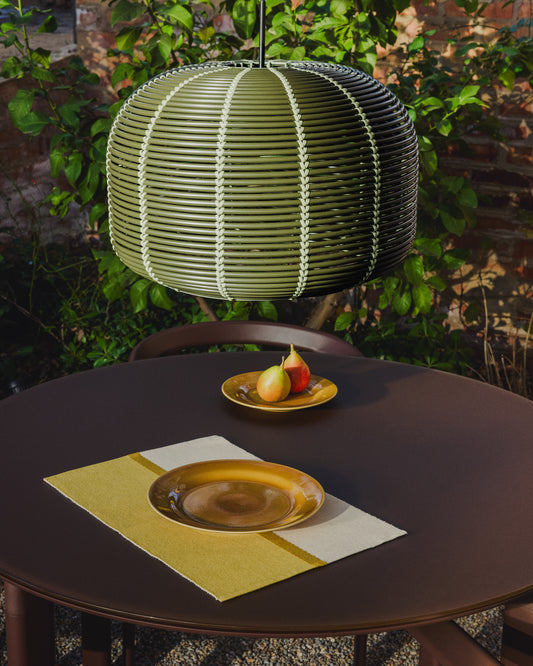 Abat-jour pour plafonnier d’extérieur Garoina en rotin synthétique vert Ø 50 cm