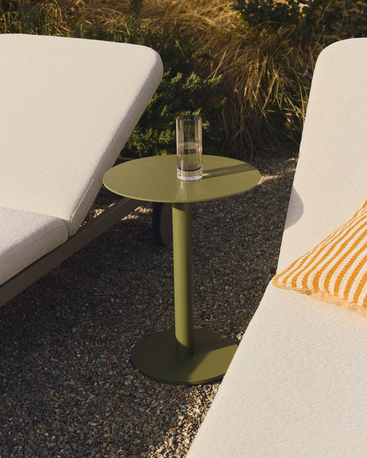 Table auxiliaire Asinara en aluminium vert Ø 40 cm