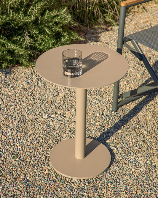 Table auxiliaire Asinara en aluminium taupe Ø 40 cm