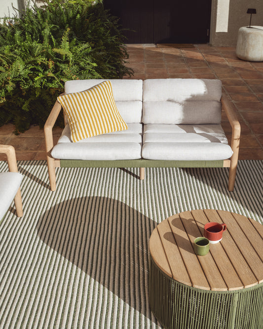 Tapis Ardelia en fibres synthétiques vert et beige 160 x 230 cm