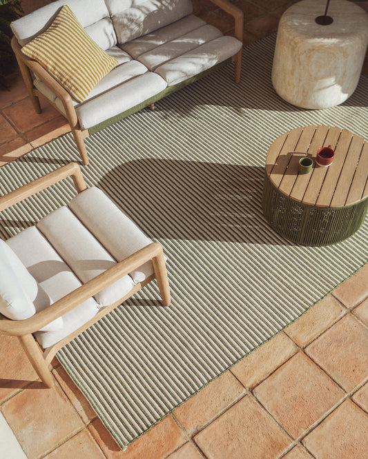 Tapis Ardelia en fibres synthétiques vert et beige 200 x 300 cm