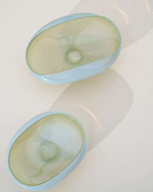 Centre de table Nodila en verre blanc 23 x 16,5 cm