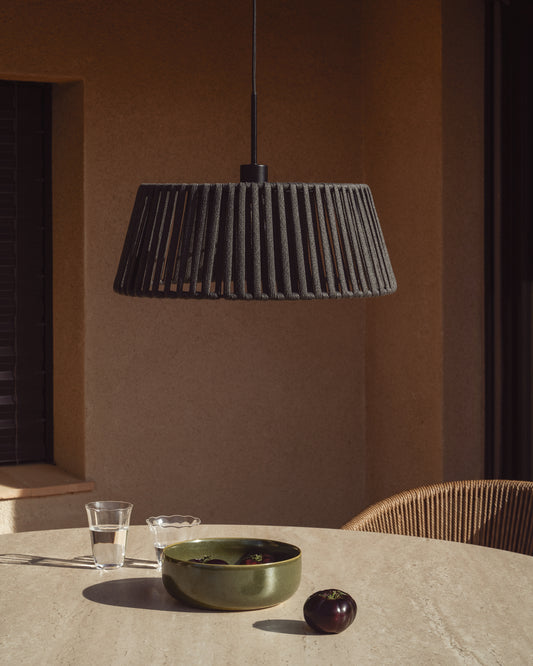 Abat-jour pour plafonnier Aldet en corde plate noire Ø 46 cm