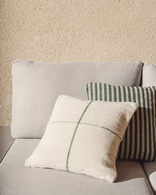 Housse de coussin Atima 100 % PET jacquard vert 45 x 45 cm