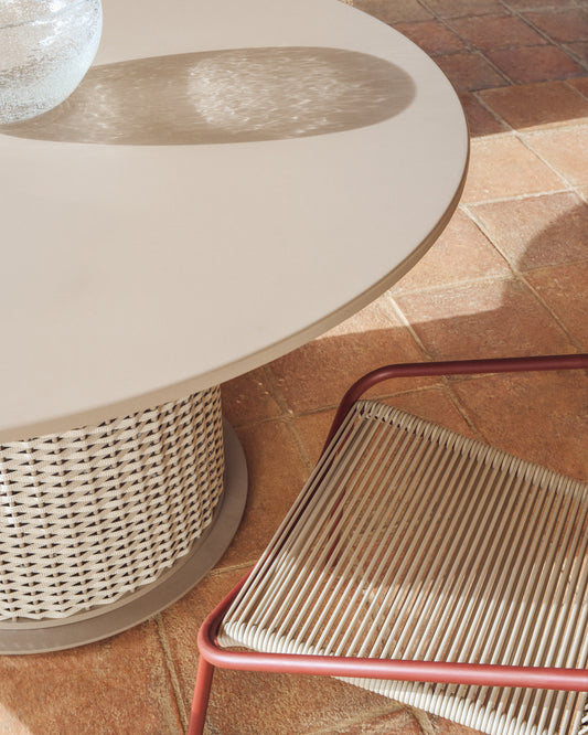 Table d’extérieur Sedalis en aluminium et corde taupe Ø 120 cm