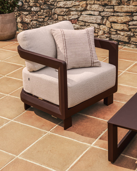 Fauteuil d’extérieur Nerano en aluminium marron