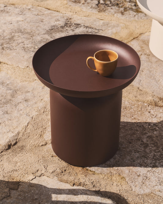 Table auxiliaire Arcola en aluminium marron Ø 45 cm