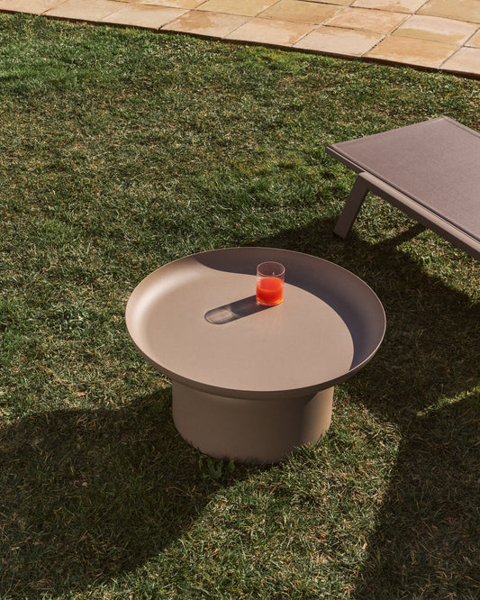 Table basse Arcola en aluminium taupe Ø 70 cm