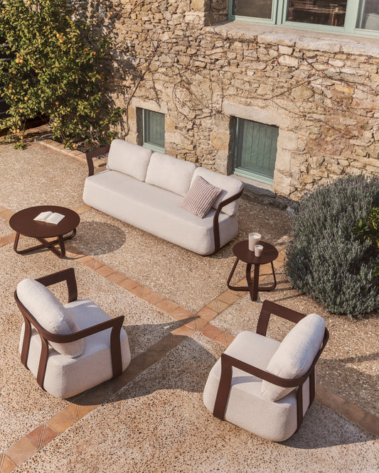 Canapé Tamaris 3 places en aluminium marron 217 cm