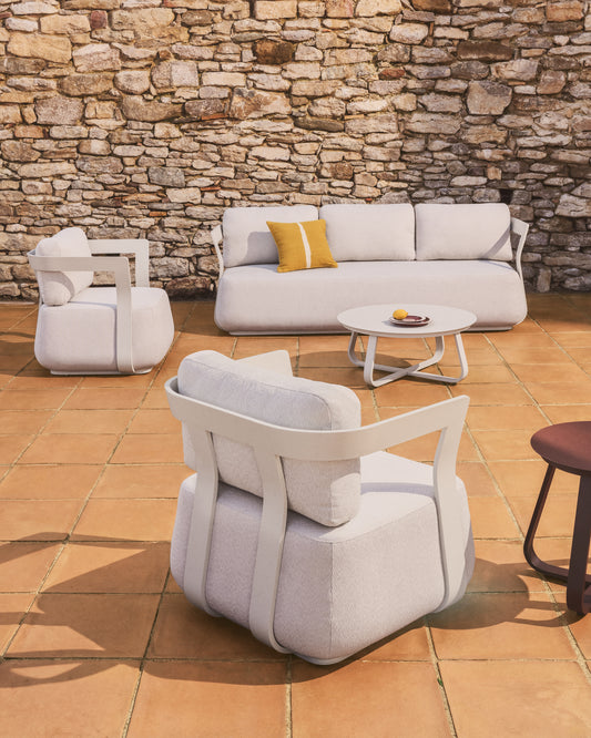 Fauteuil d’extérieur Tamaris en aluminium écru