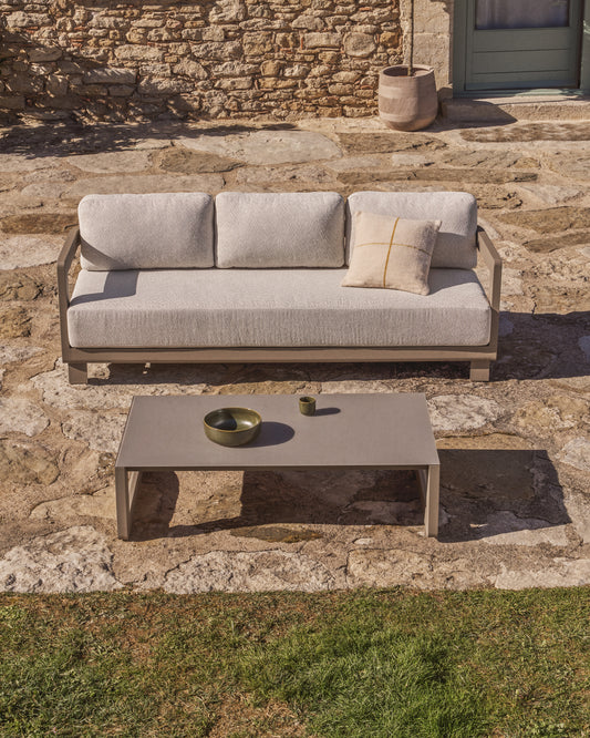 Ensemble Nerano canapé 3 places et table basse en aluminium taupe