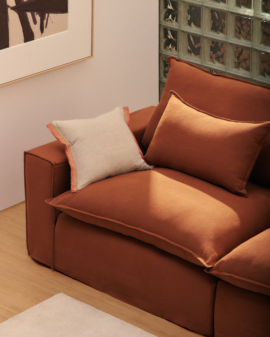 Canapé modulable déhoussable Anarela 5 places en 100 % lin terracotta 370 cm FSC Mix Credit