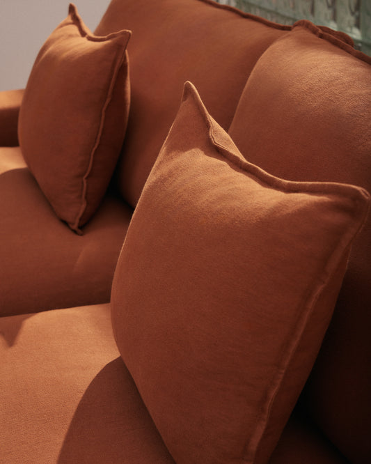 Canapé déhoussable Anarela 3 places en 100 % lin terracotta 280 cm FSC Mix Credit