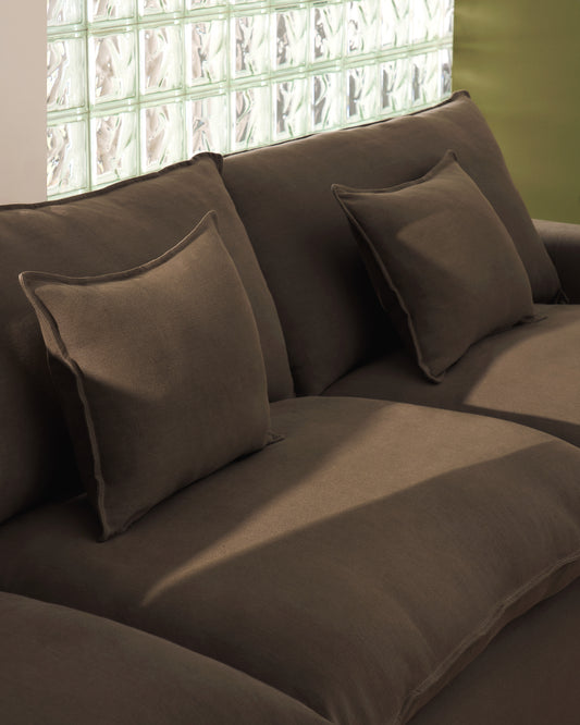 Canapé déhoussable Anarela 2 places en 100 % lin taupe 240 cm FSC Mix Credit