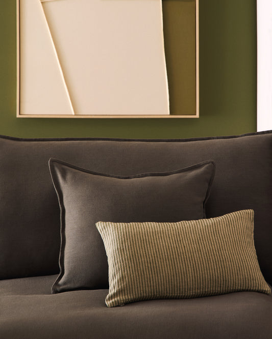 Canapé modulable déhoussable Anarela 3 places en 100 % lin taupe 310 cm FSC Mix Credit