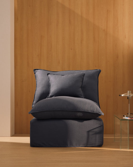 Fauteuil déhoussable Anarela en lin et viscose gris foncé 110 cm FSC Mix Credit