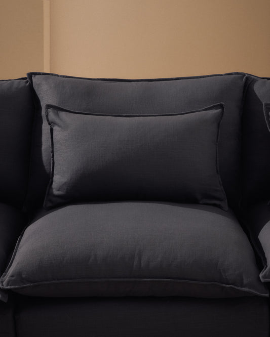 Canapé d’angle modulable déhoussable Anarela 6 places en lin et viscose gris foncé 307 x 347 cm FSC Mix Credit