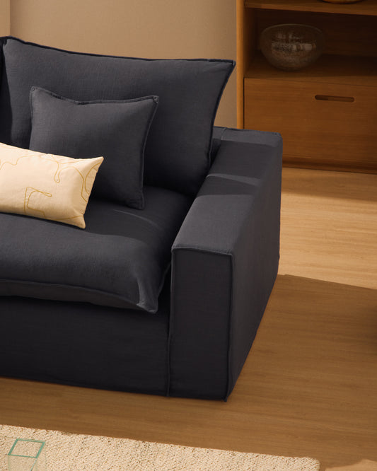 Canapé modulable déhoussable Anarela 3 places en lin et viscose gris foncé 310 cm FSC Mix Credit